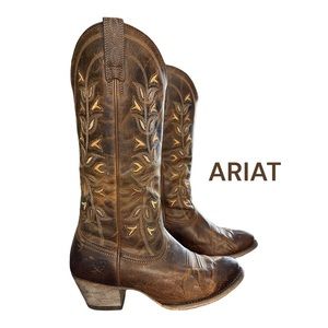 ARIAT -Women’s Desert Holly Western Boot - Pearl Brown - Natural Distressed - 7B